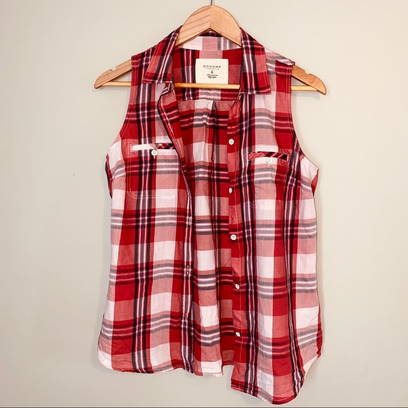 SONOMA Button-Up Plaid Vest - Picture 2 of 5